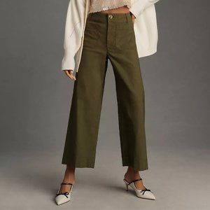 Anthropologie Maeve The Colette Cropped Wide-Leg Pants Green Size 26